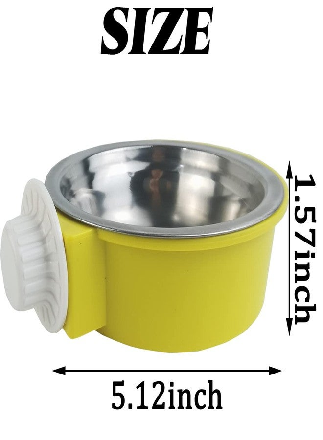 NSBELL 4PCS Crate Dog Bowl, Plastic Bowl & Stainless Steel Bowl Removable Hanging Food & Water Feeder 2-in-1 Cage Bowl Coop Cup for Cat, Dog, Birds with 4 Pet Food Spoons - Image 2